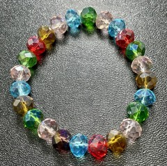 Vintage Colorful Faceted Acrylic Beaded Stretch Bracelet