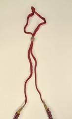 Vintage Indian Hand Woven Garnet Bead Rope Necklace Adjustable Length Knot 38gr
