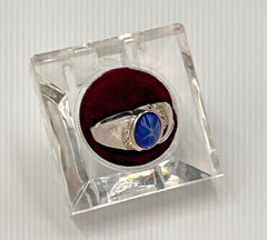 Vtg 18K HGE Faux Star Sapphire Ring, Mens Mans 11.75, Heavy Gold Electroplate