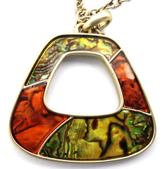 Vtg KC Kenneth Cole Beautiful Enameled Pendant w/ Pierced Earrings Multicolor