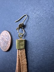 Vintage Brown Boho 3” Earrings Shell Wood Leather Earrings