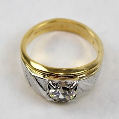 LIND Vintage 14KT HGE Gold Plated Mixed Metal Simulated Diamond Ring Size 12.5