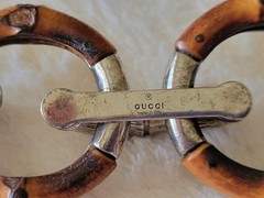 70’s Rare Vintage Gucci Bamboo Links Sterling Connector Toggle CLASP BRACELET 9″