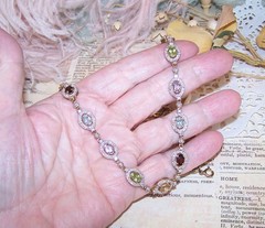ROSS SIMONS Vintage 18″ Sterling Silver 10CT TW Gemstone Station Necklace