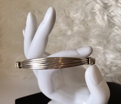 Sterling Silver Modernist Wire Bangle Adjustable Wrap Tension Bracelet 8.5”