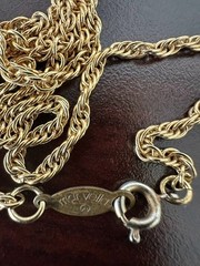 Vintage Marvella Signed Gold Tone Twisted Rope Chain Necklace 28″