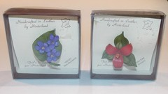Hinterland Handcrafted Leather Flower Brooches ~ Violet and Trillium