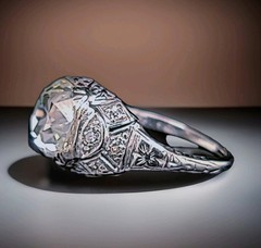 Platinum Vintage Filigree Engagement Ring 2.78ct. Natural Old Mine Diamond GIA