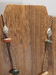 VTG Boho Chic Necklace Natural Polished Stones – Silvertone