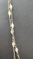 VTG Les Bernard Necklace Goldtone Cream Enamel 48″ Long Signed