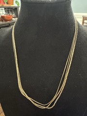 Vintage Gold Tone Triple Strand Layered Chain Necklace Multi Chain Statement