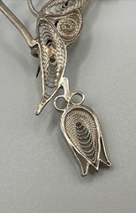 Hand Made EUROPEAN Filigree Brooch 4 in. Silver Lotus Floral