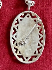 Sterling Pandantiv & Brooch, Chain 23 Inch Long Aztec Depicting