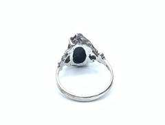 Art Deco style 925 Sterling Silver Black Onyx Ladies Band Ring – Sz 6