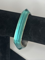 Kenneth Cole Teal Resin Square Bangle Bracelet Translucent Acrylic KC Vintage