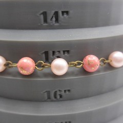 Vintage Beaded Necklace Layered Pink Japan 15 inch