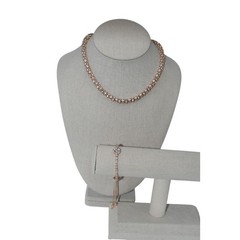 Anne Klein Rose Gold Tone Necklace & Bracelet Set Rhinestone Tag New