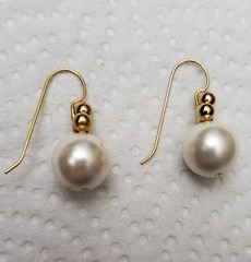 Impressive Pierced Faux Pearl Earrings**Goldtone Ear Wires**