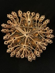 Vintage Gold Tone Root Beer RHINESTONES BROOCH AB & Clear W/CLIP ON EARRINGS