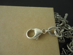 VTG Sterling Silver Religious Cross Double Sided Charm Oval Link Chain Bracelet