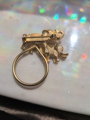 Gold Tone Elephant Eye Glasses Or Scarf Holder Brooch Pin