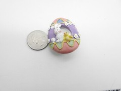 Pink Green Blue Purple White Yellow Resin Easter Bunny Chick Egg Brooch Vintage