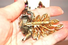 DAZZLING Peacock Blue Amethyst Rhinestone Iridescent Brooch/Earrings #81