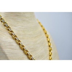 Vintage Crystal Linked Chain Collar Necklace Square Rhinestone 19.5″ 1980s Bin5
