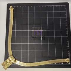 Whiting & Davis Fringe Buckle Necklace Vtg Gold Plated Mesh Metal 17″ Band 1/2″