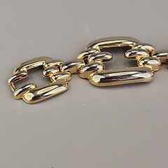 Vintage Chain Bracelet 21mm Glossy Gold Tone 7.25″