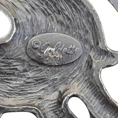 Estate Vtg Sign GOLDETTE Large Pewter Dragon Faux Perfume Bottle Chain Necklace