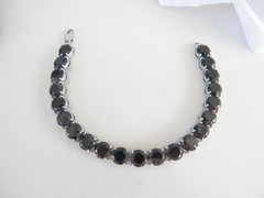 Sterling Silver 925 Natural 50tcw Black Spinel Tennis Bracelet 8″