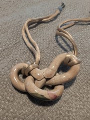Vintage Ceramic Knot Necklace with Floral Design