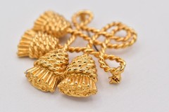 Vintage Gold Knotted Rope Tassel Brooch Pin Celtic Statement Chunky 1980s BinBP