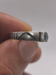 Vintage 925 Sterling Silver Ring Blue Faceted Rectangular Stone Artisan Handmade