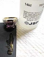 UNIQUE 14K TT GOLD 2+ CT AMETHYST 1.00 CTW DIAMOND RING 6 Grams FEB BIRTHSTONE