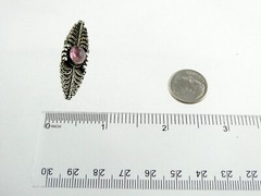 Vintage Sterling Silver Pink Tourmaline Cabochon Curled Scrolls Pin Brooch 925