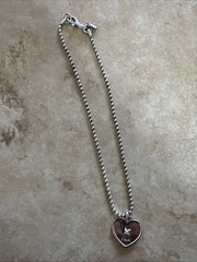 Vintage Y2K Sterling Silver Authentic Coach Heart Button Pendant Necklace