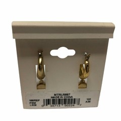 Trifari Womens Earrings Pearlessence Hoop Faux Pearl Goldtone Small Everyday NEW