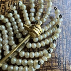 Antique Tiny Faux Seed Pearl Wired Feather Brooch; Beautiful!