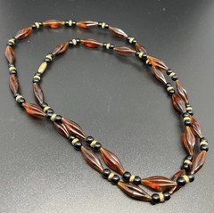 FAUX TORTOISE LUCITE GRADUATED BEAD & AVON 3927 NECKLACE BARETTE VINTAGE LOT EUC