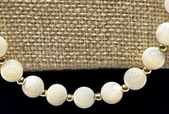 VTG Art Deco Opaline Opalite Opalescent Glass Bead Necklace 29” White