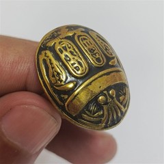 Handmade Egyptian jewelry: brass scarab ring, free size, artisanal elegance