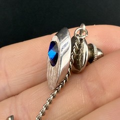 Vintage Cuff Links Blue Rhinestone Silver Tone