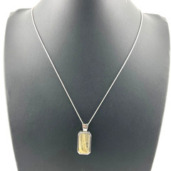 Vtg Golden Straw Rutilated Quartz Pendant Sterling Silver Necklace Box Chain 24”