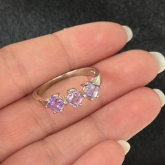 Vintage 925 Sterling Silver Natural Amethyst February Birthstone Ring Size 9.5