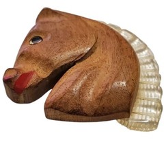 RARE Brooch Vintage Wood Horse Lucite Brooch Pin LARGE 3 1/8 x 2 3/4 inches