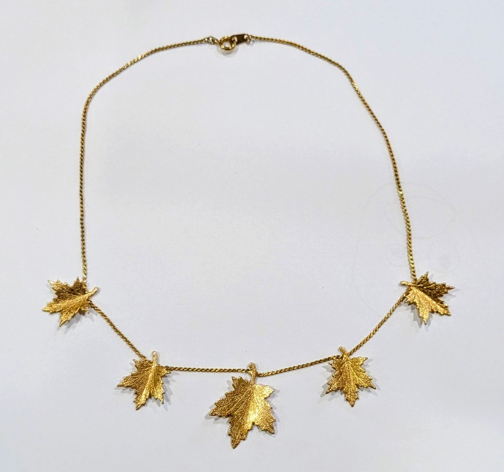 Maple Leaf Necklace 16″, Vintage Station Gold-Tone