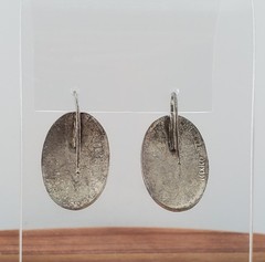 VTG 925 Mexico Oval Oxidized Gray 1in Earrings Sterling Silver 13g Rustic Estate