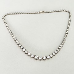 Ross Simons 925 Sterling Silver Clear CZ Sparkly Graduated Tennis Necklace 17″